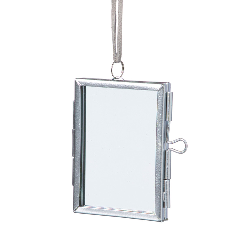 Kersthanger fotolijstje - zilverkleurig - 7x5.5x0.9 cm