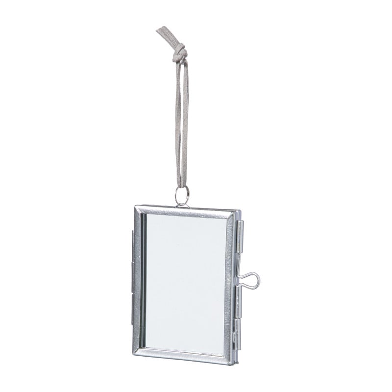 Kersthanger fotolijstje - zilverkleurig - 7x5.5x0.9 cm