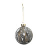 Kerstbal marble - wit/goudkleurig/zwart - ø8 cm