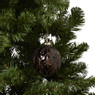 Kerstbal bladeren - donkerbruin - ø8 cm