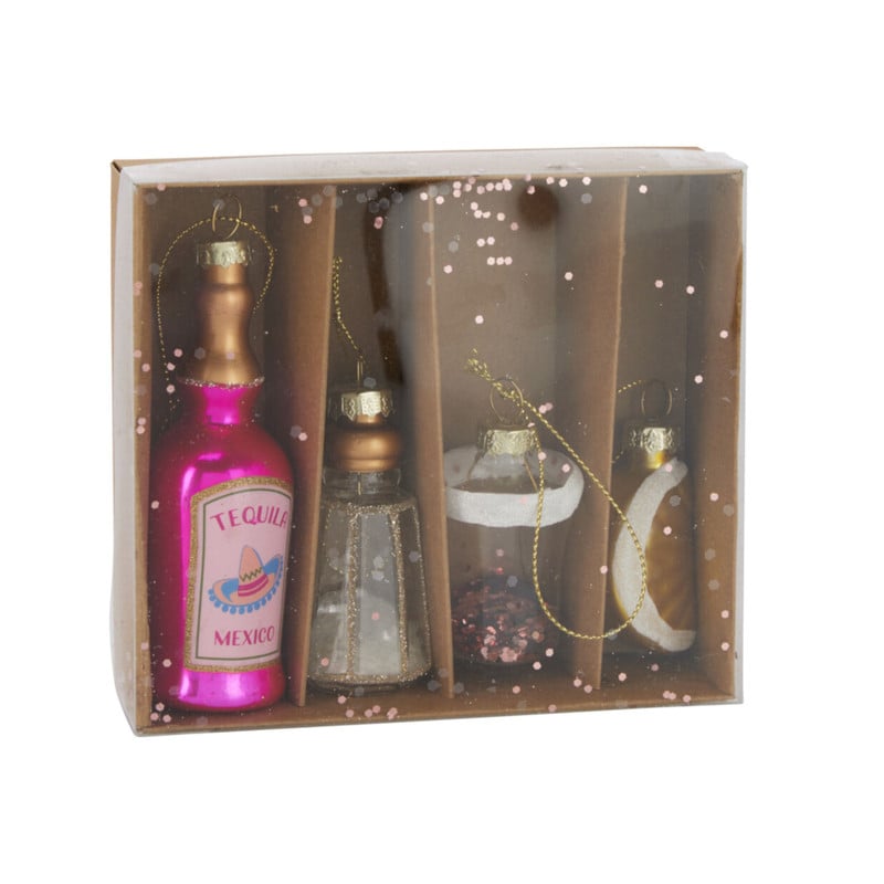 Kersthangers tequila - multikleur - set van 4