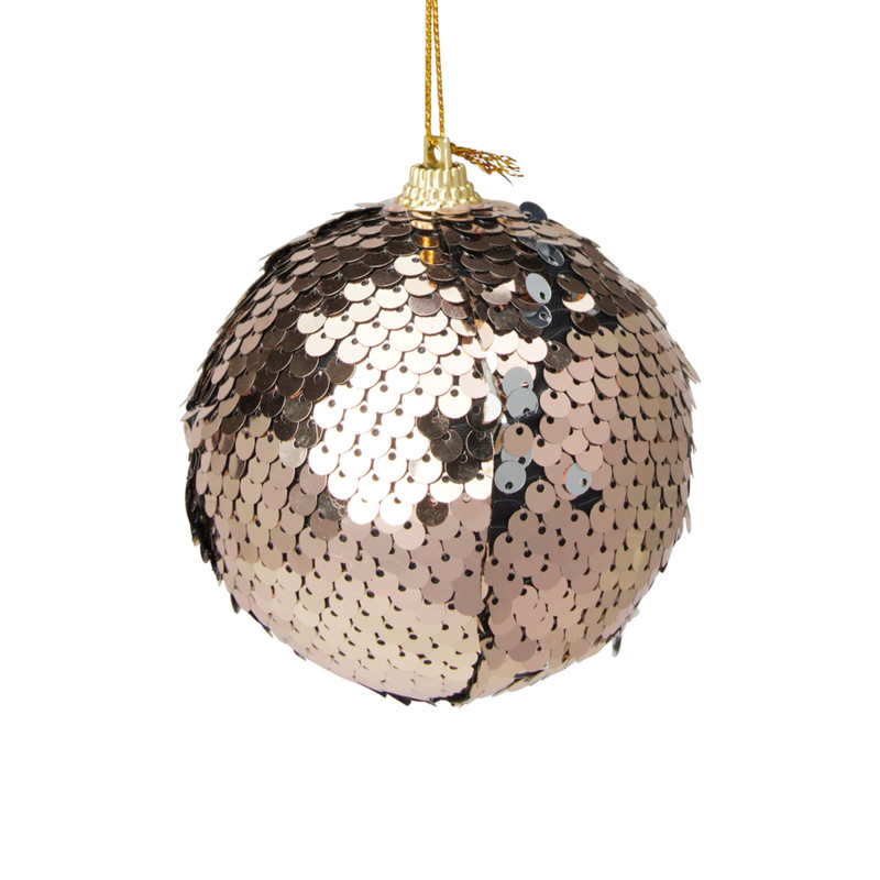 Kerstbal pailletten - champagnekleurig 