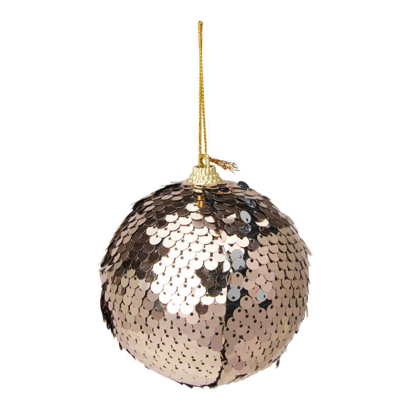 Kerstbal pailletten - champagnekleurig 