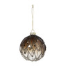 Kerstbal smoke met kraaltjes - bruin/beige - ø8 cm