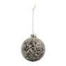 Kerstbal met goudkleurigen vlokken - zwart/goudkleurig - ø8 cm