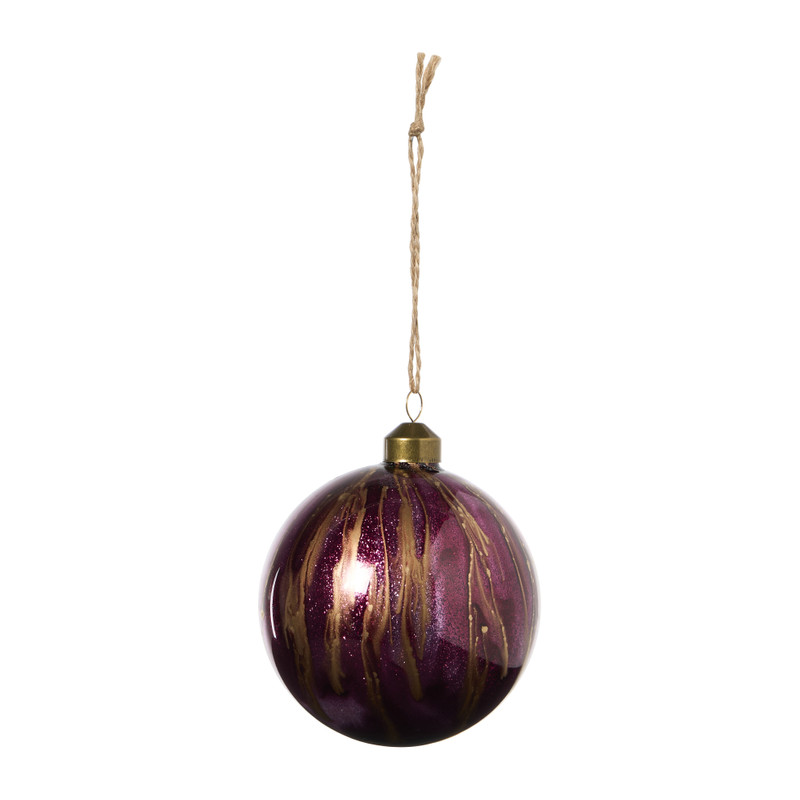Kerstbal velvet dots - donkerbruin - ø8 cm