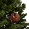 Kerstbal velvet dots - donkerbruin - ø8 cm
