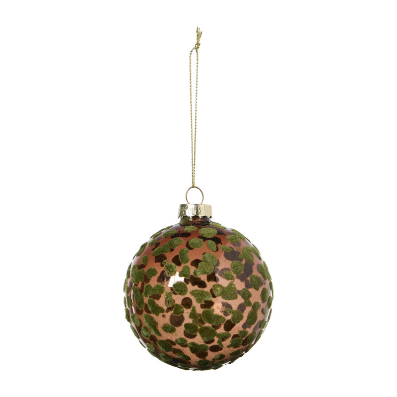 Kerstbal velvet dots - groen - ø8 cm