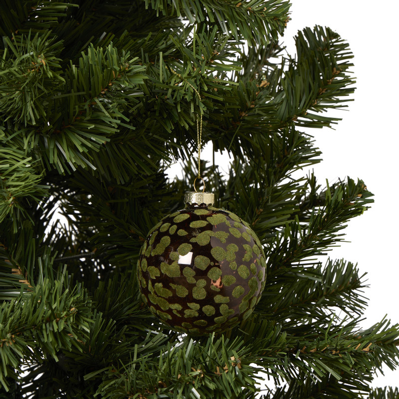 Kerstbal velvet dots - groen - ø8 cm