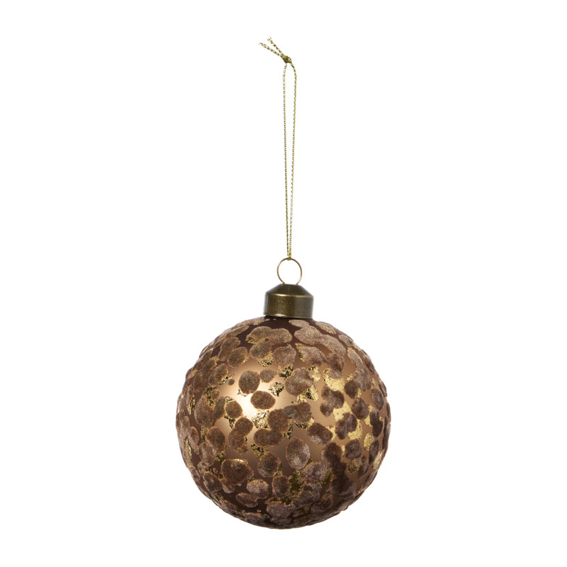 Kerstbal velvet dots - goudkleurig - ø8 cm