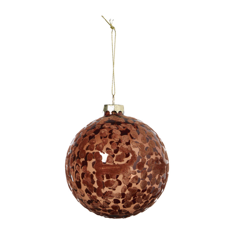 Kerstbal marble - bordeaux rood/goudkleurig - ø10 cm