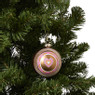 Kerstbal met hartje - roze/wit/goudkleurig - ø8 cm