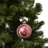 Kerstbal met bloem - roze/wit/goudkleurig - ø8 cm