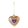 Kerstbal hartvormig - roze/goudkleurig - 8x5x5 cm
