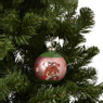Kerstbal met handgeschilderde bloem - roze/goudkleurig/groen - ø8 cm