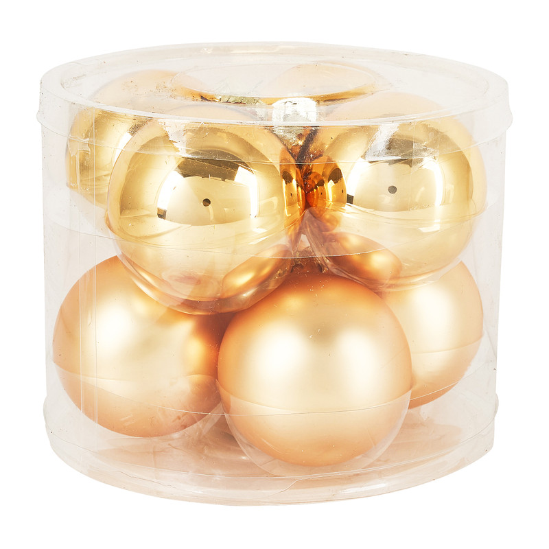 Kerstbal goud - glas - 8 stuks