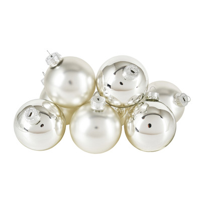 Kerstbal zilver - glas - set van 8