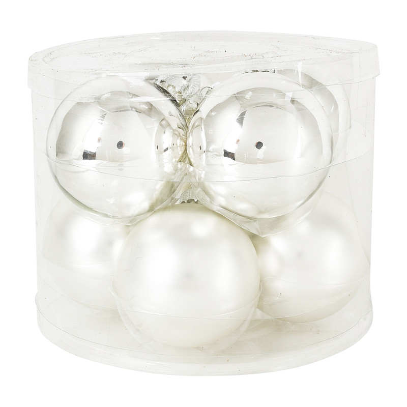 Kerstbal zilver - glas - 8 stuks