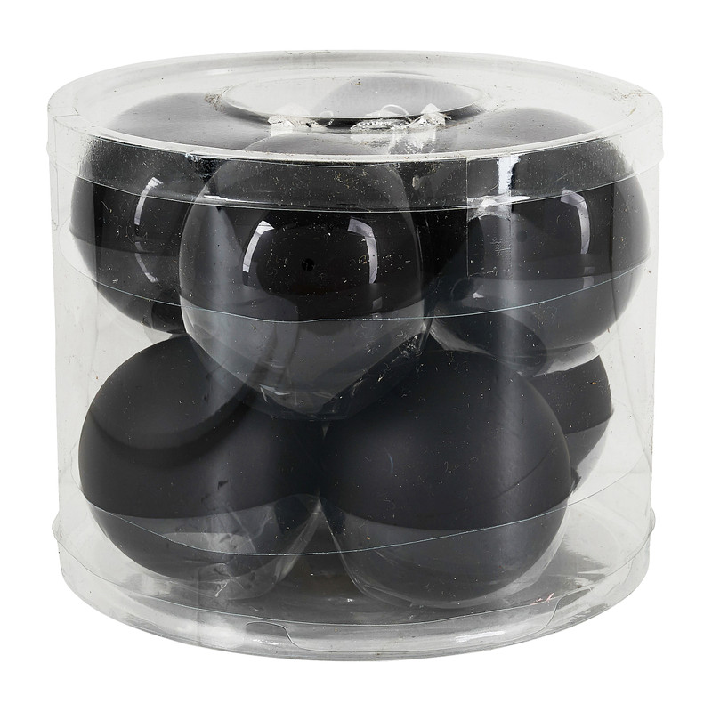 Kerstbal zwart - glas - set van 8