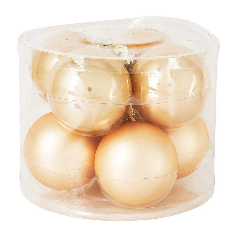 Kerstbal champagne - glas - 8 stuks