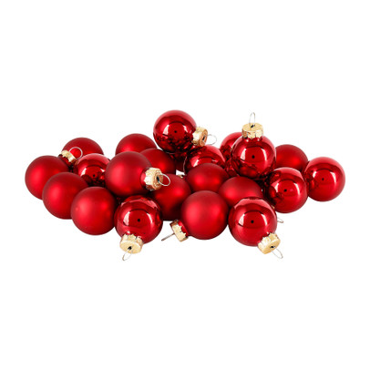Mini kerstbal - rood - set van 24