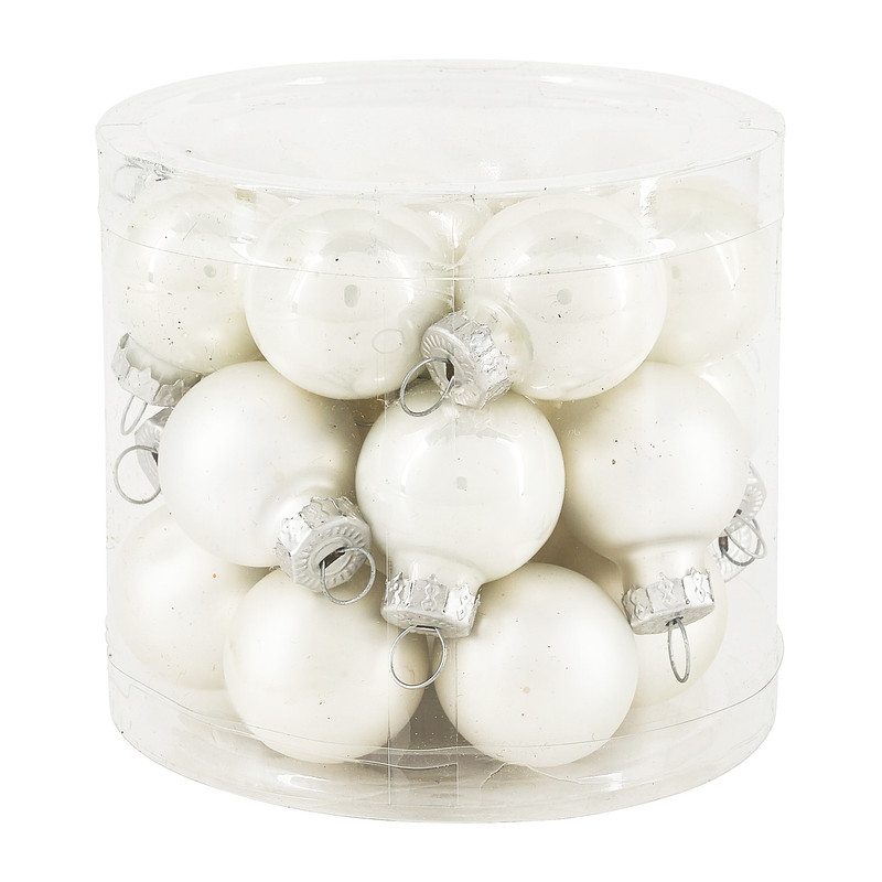 Mini kerstbal - wit - 24 stuks