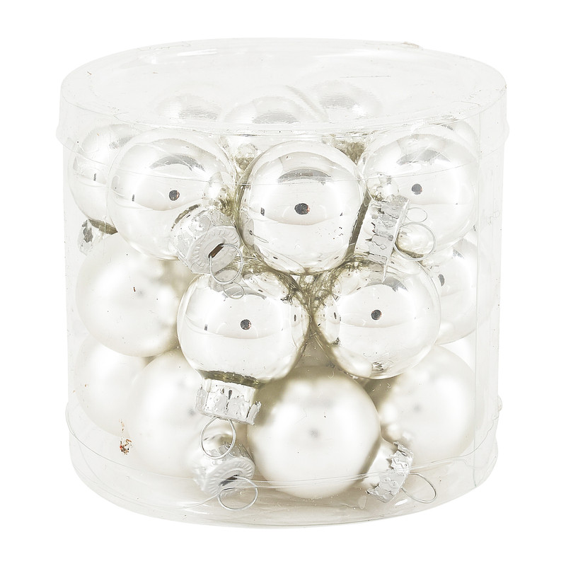 Mini kerstbal - zilver - set van 24