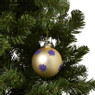 Kerstbal met glitter zonnetjes - goudkleurig/rood - ø8 cm