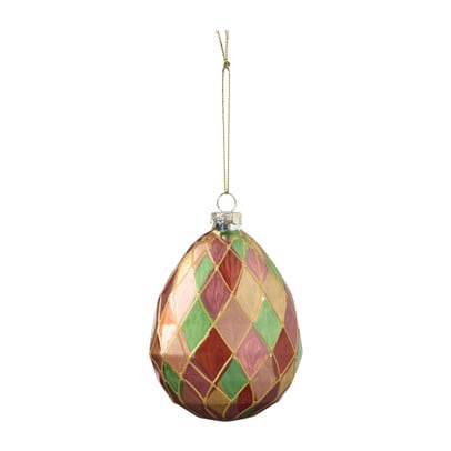 Kersthanger geruit - roze/wit/groen - 8x3x11 cm