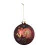 Kerstbal bloemen - blauw/rood - ø10 cm 