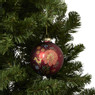 Kerstbal bloemen - blauw/rood - ø10 cm 