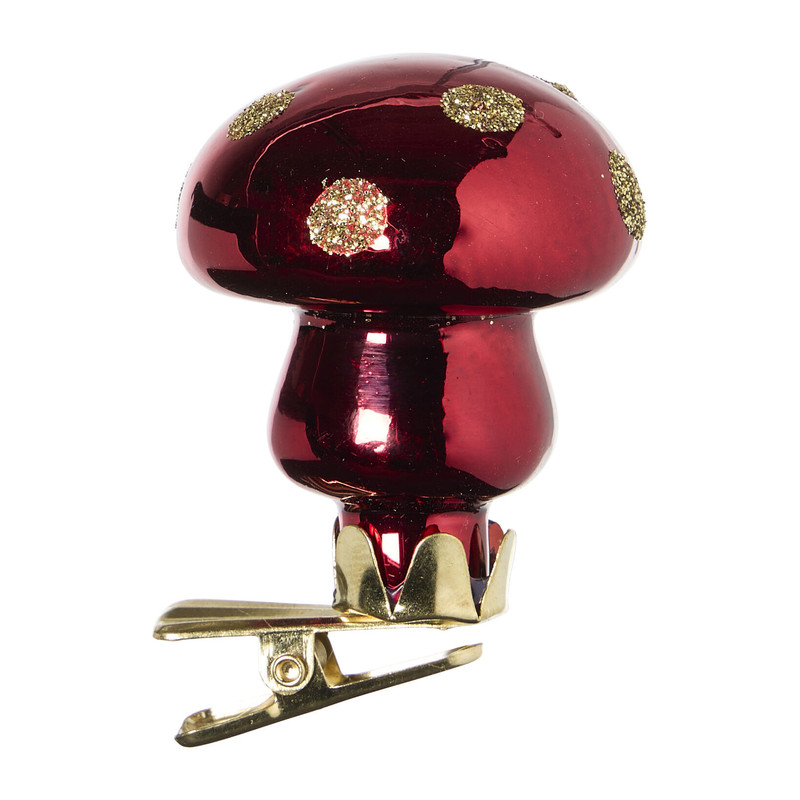 Kerstclip paddenstoel - 4x4x6 cm - diverse varianten