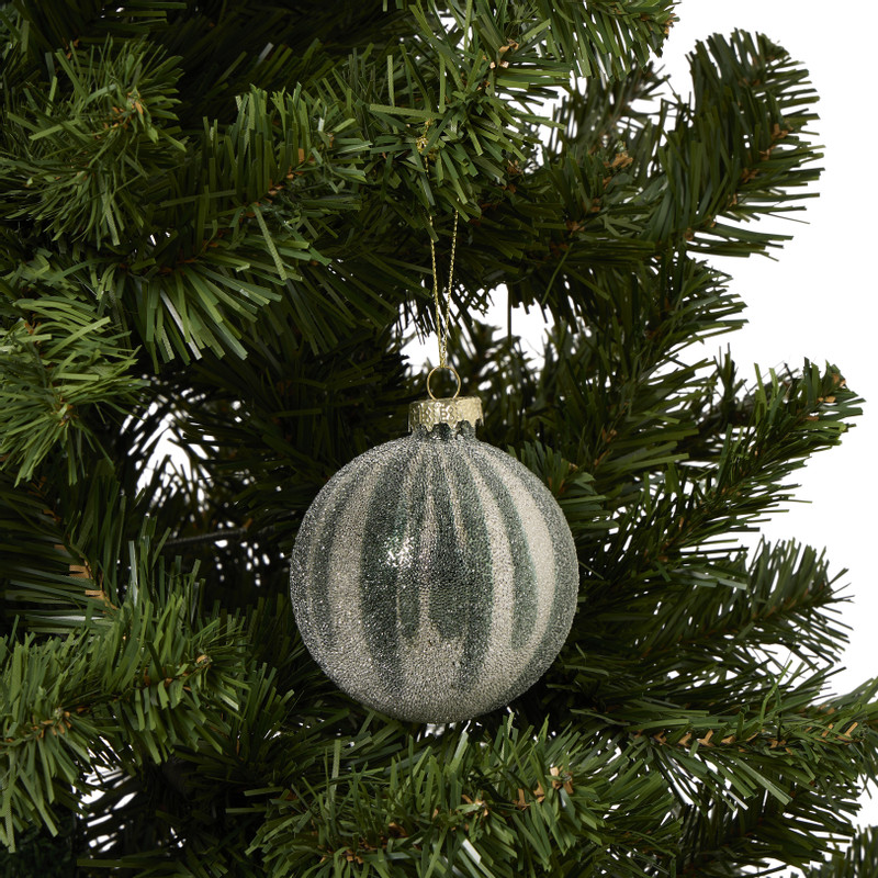Kerstbal marble - groen/goudkleurig - ø8 cm