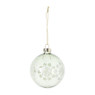 Kerstbal met witte bloemen - groen/transparant - ø8 cm