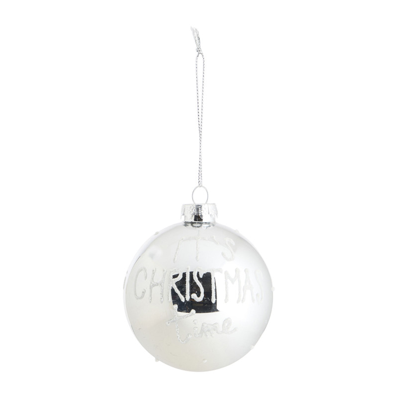 Kerstbal it's christmas time - zilverkleurig - ø8 cm