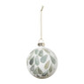 Kerstbal blaadjes - wit/groen - ø8 cm