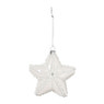 Kersthanger ster met glitter - wit - 10x5x10 cm 
