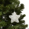 Kersthanger ster met glitter - wit - 10x5x10 cm 