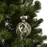 Kerstbal geruit - groen/goudkleurig - ø8 cm