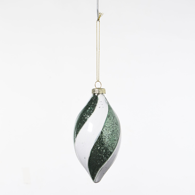 Kersthanger pegel swirl - groen/wit - ø6x13 cm 