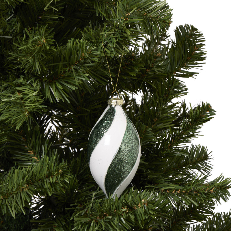 Kersthanger pegel swirl - groen/wit - ø6x13 cm 