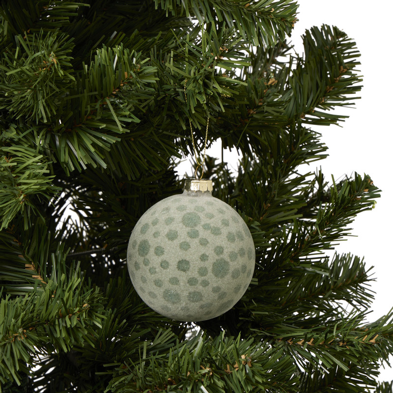 Kerstbal dots - groen - ø8 cm 