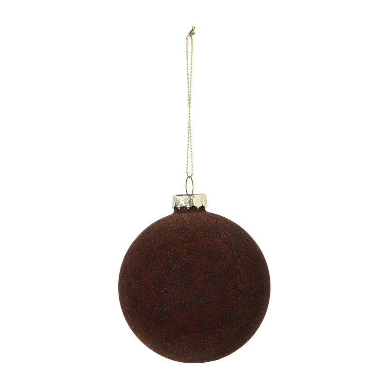 Kerstbal dots - bruin - ø8 cm 