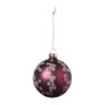 Kerstbal met bloemen - bordeaux rood - ø8 cm