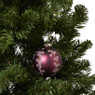 Kerstbal met bloemen - bordeaux rood - ø8 cm