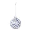 Kerstbal handgeschilderd - wit/blauw - ø8 cm