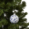 Kerstbal handgeschilderd - wit/blauw - ø8 cm