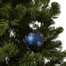 Kerstbal vogel en bloem - blauw - ø8 cm