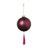 Kerstbal swirl met kwastje - bordeaux rood - ø8 cm
