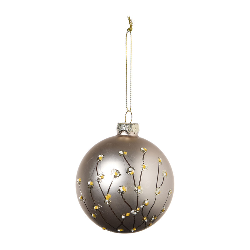 Kerstbal lichtroze takjes - roze - ø8 cm
